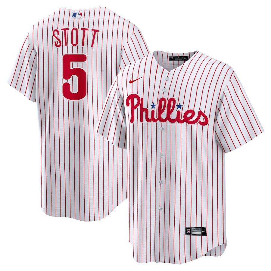 Men Philadelphia Phillies 5 Bryson Stott Nike White Replica Player MLB Jersey